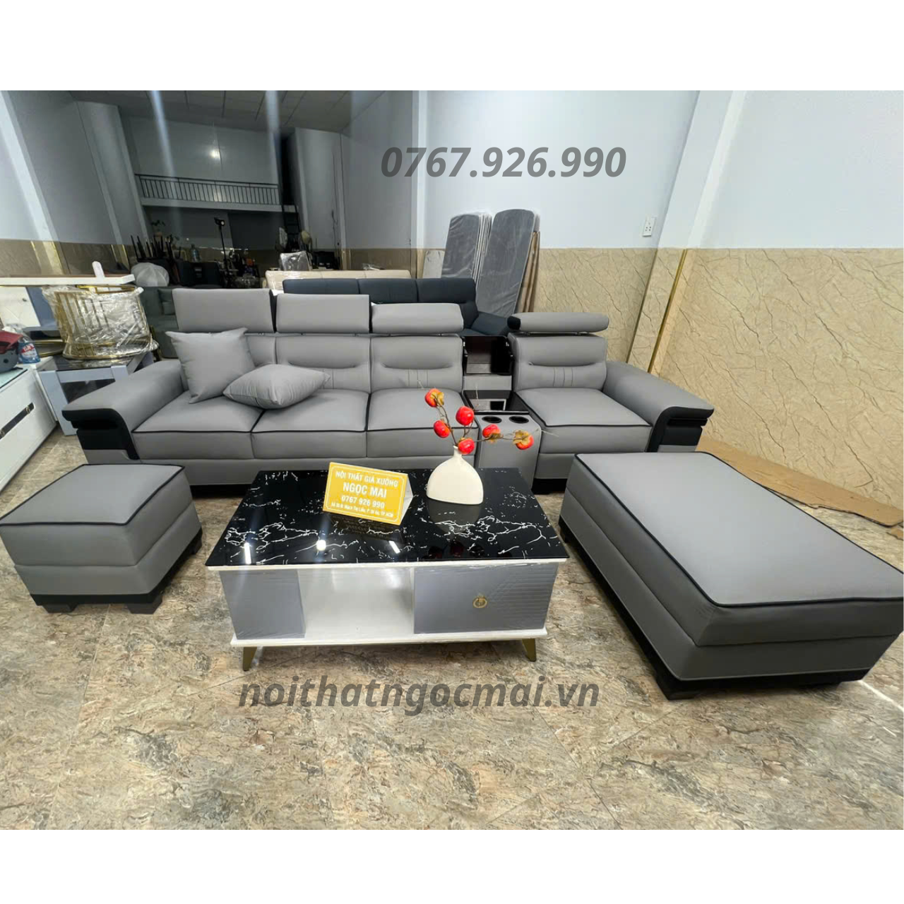Bộ Sofa Da 3M Kèm 2 Đôn Và Bàn Mã H302 – Sofa Phòng Khách Hiện Đại - Ảnh 3
