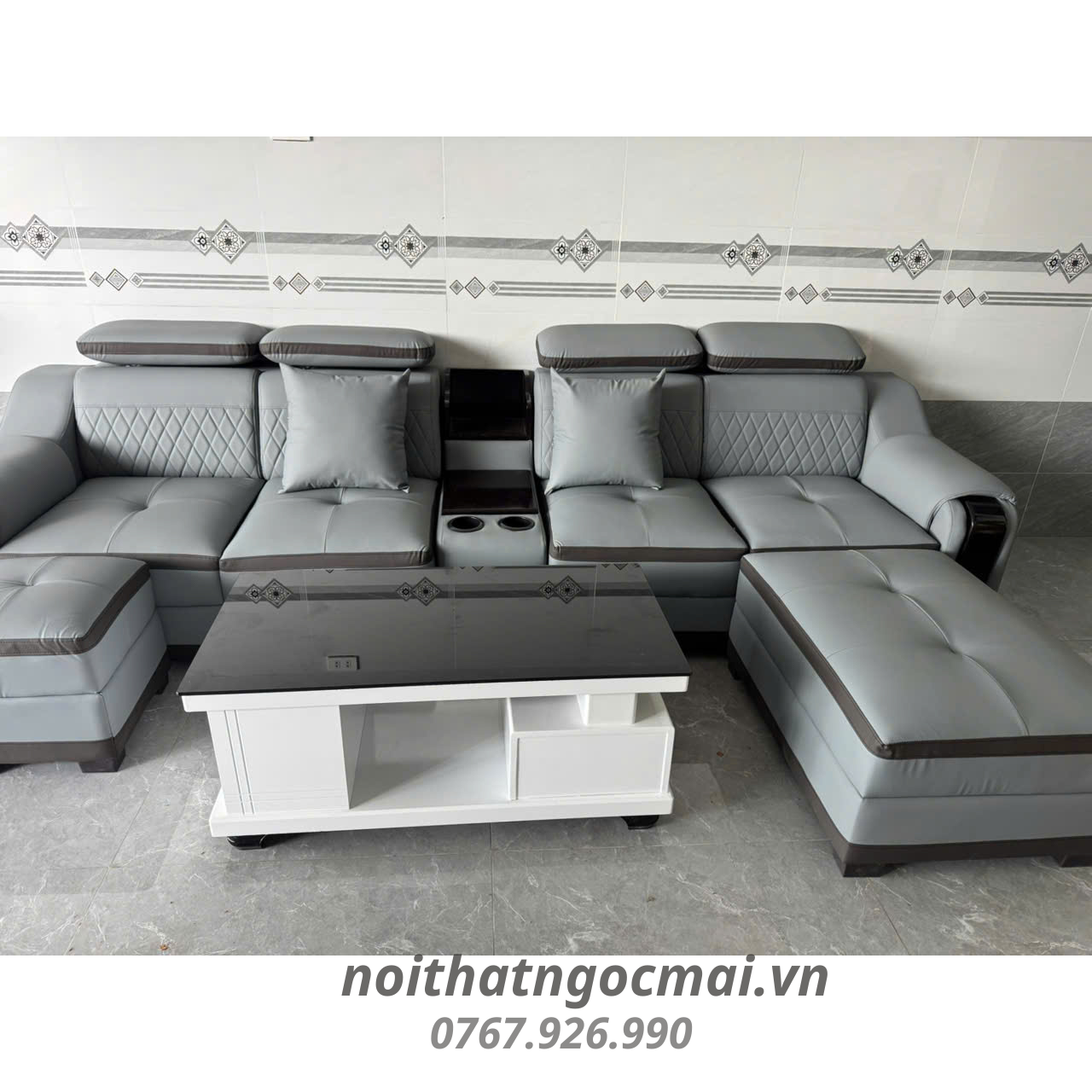 Bộ Sofa Da 3M Kèm 2 Đôn Và Bàn – Sofa Phòng Khách Hiện Đại Mã HM370 - Ảnh 2