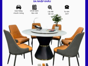 Bàn Ăn Mặt Đá Ceramic 6 ghế Da cao cấp – Mã B202