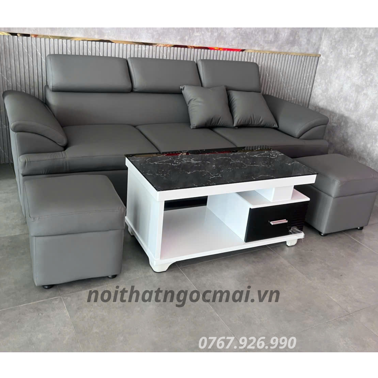 Combo Sofa Băng Da Cao Cấp 2m2 - HM225 Cho Phòng Khách Sang Trọng - Ảnh 4
