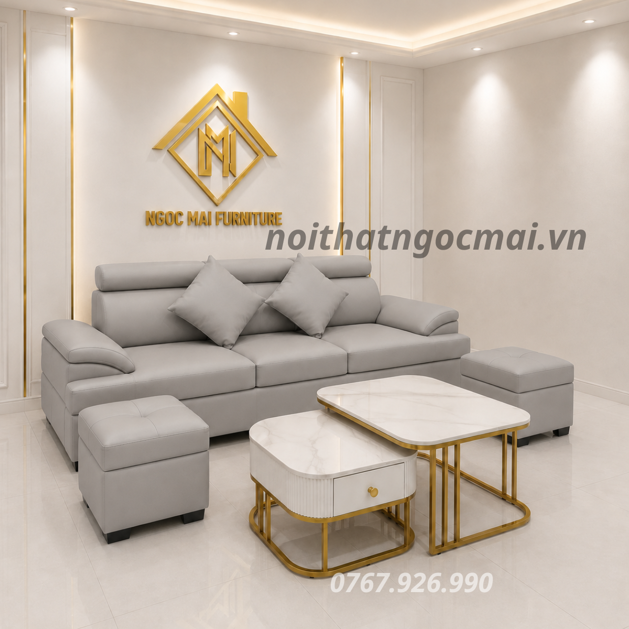 Combo Sofa Băng Da Cao Cấp 2m2 - HM225 Cho Phòng Khách Sang Trọng - Ảnh 12