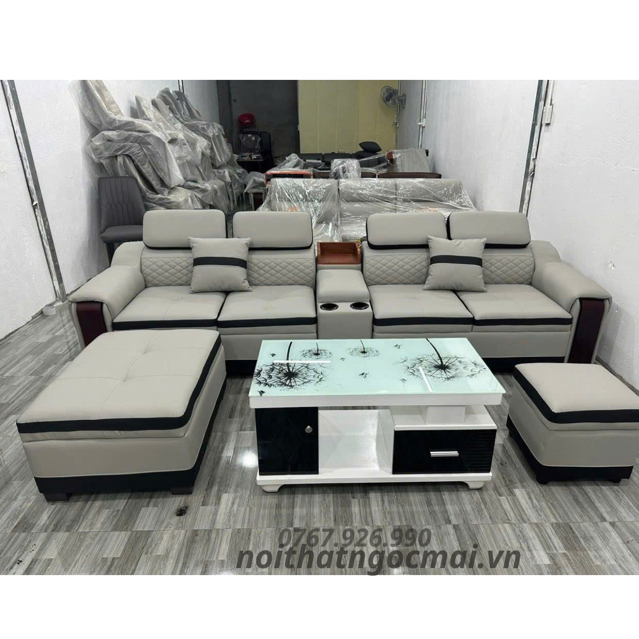 Bộ Sofa Da 3M Kèm 2 Đôn Và Bàn – Sofa Phòng Khách Hiện Đại Mã HM370 - Ảnh 13