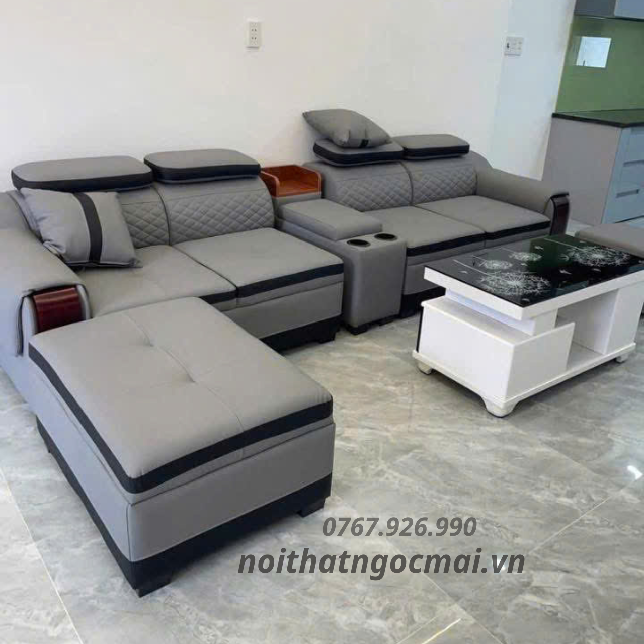 Bộ Sofa Da 3M Kèm 2 Đôn Và Bàn – Sofa Phòng Khách Hiện Đại Mã HM370 - Ảnh 14