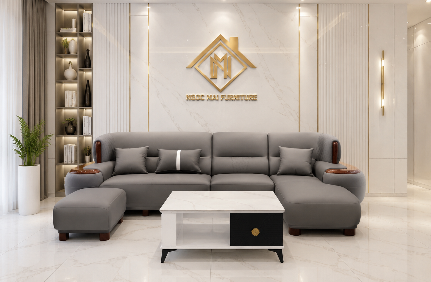 Bộ sofa góc L 3m3x1m7 Cổ điển Cao cấp Tay Phối Viền Gỗ Thiết kế Sang Trọng- Mã MH011 - Ảnh 7