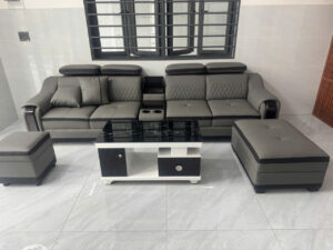 Bộ Sofa Da 3M Kèm 2 Đôn Và Bàn – Sofa Phòng Khách Hiện Đại Mã HM370