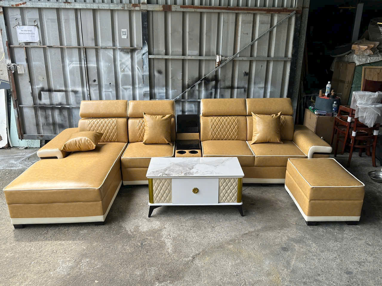 Bộ sofa góc L 3m2x1m6 Thư giãn kèm bàn trà và ghế phụ sang trọng – Mã HM320 - Ảnh 15