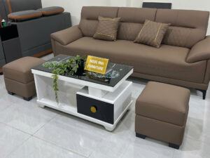 Bộ Sofa Băng Da Cao Cấp 2m2 caro – HM450 Cho Phòng Khách Nhỏ Gọn