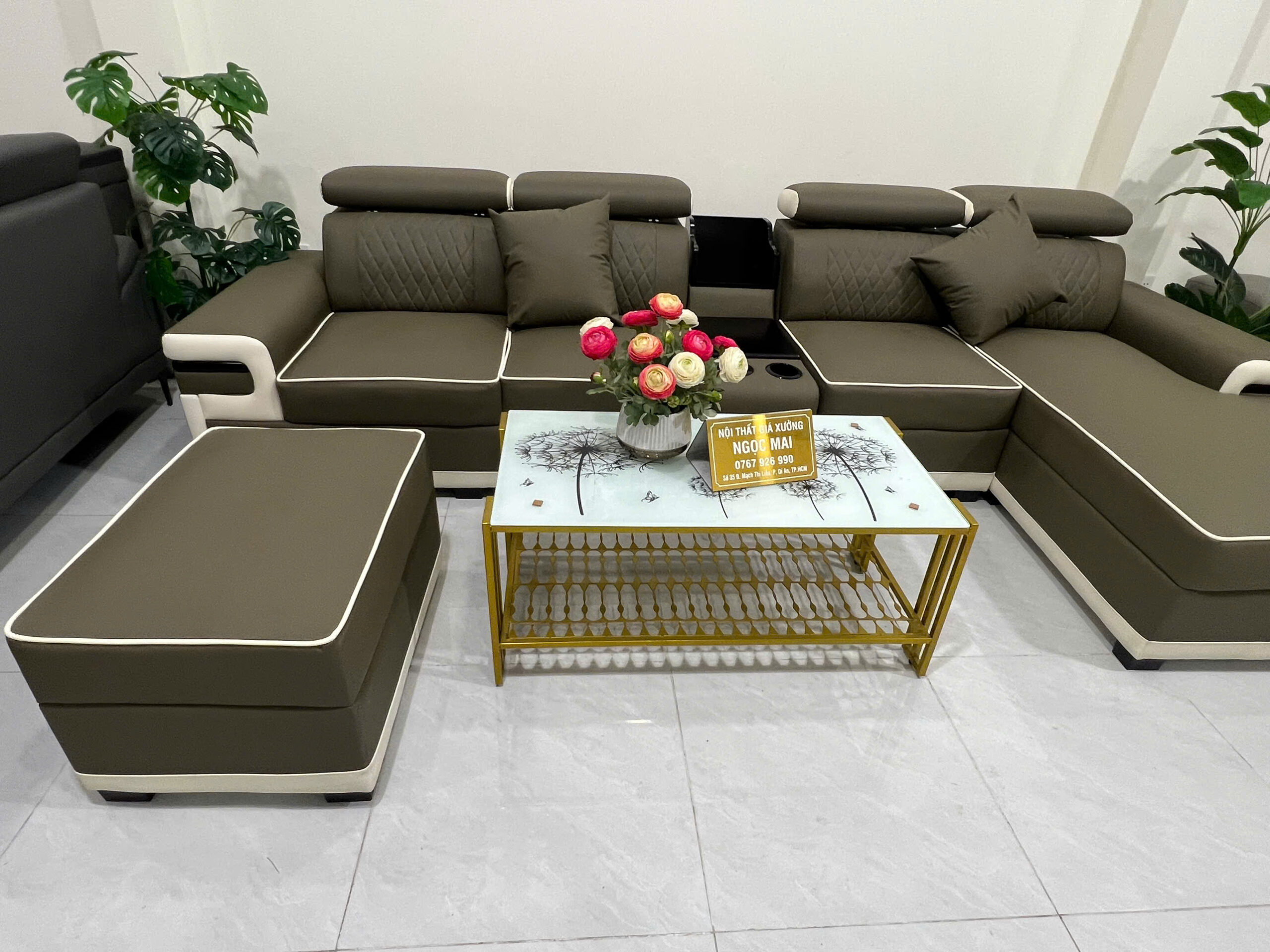 Bộ sofa góc L 3m2x1m6 Thư giãn kèm bàn trà và ghế phụ sang trọng – Mã HM320 - Ảnh 11