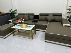 Bộ sofa ca0 cấp góc L 3m3x1m6-Thư giãn kèm bàn trà và ghế phụ sang trọng -Mã MH040