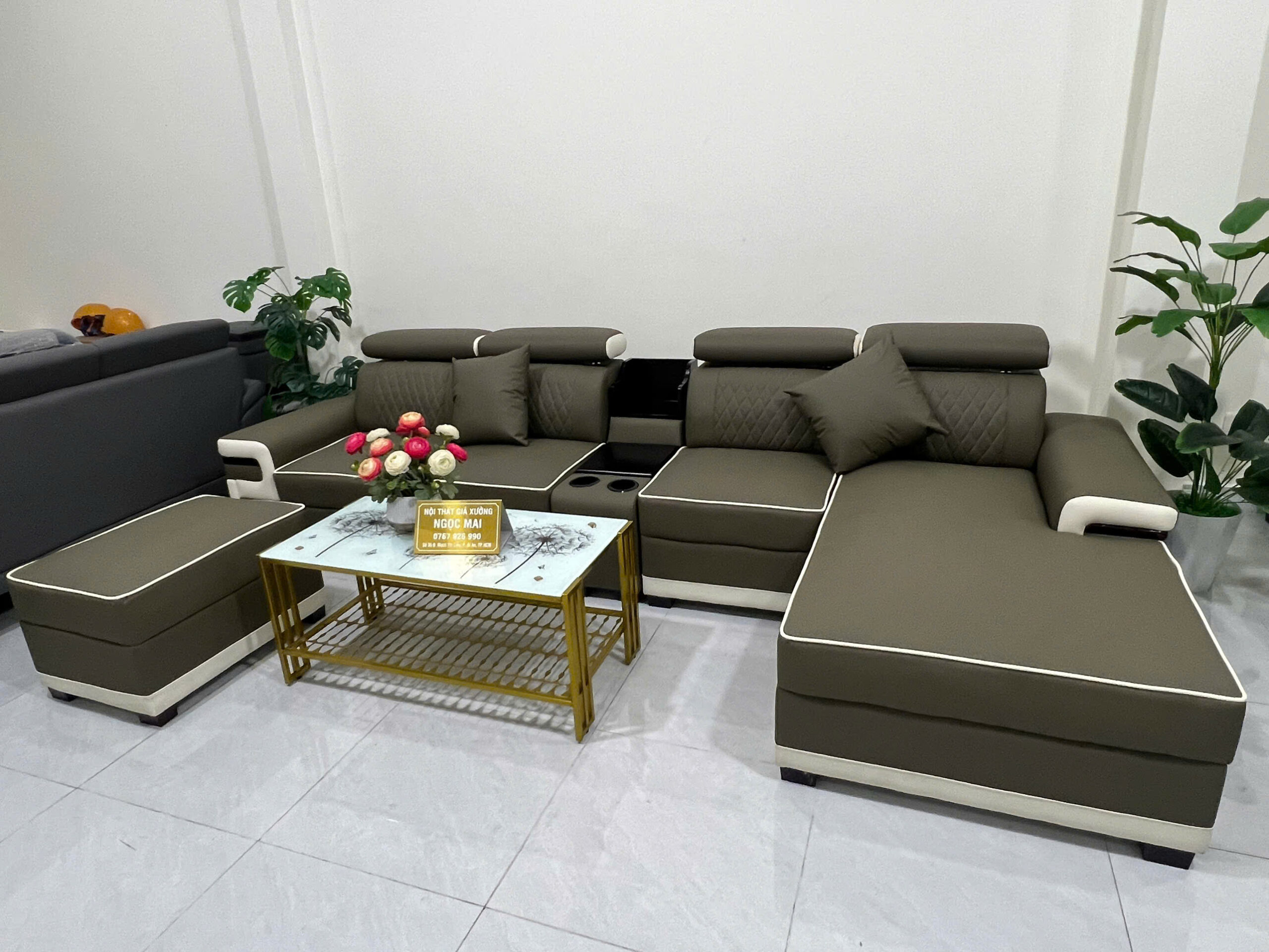 Bộ sofa góc L 3m2x1m6 Thư giãn kèm bàn trà và ghế phụ sang trọng – Mã HM320 - Ảnh 14