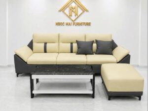 Bộ Sofa Da Pu Cao Cấp 2M2x85  Kèm 1 Đôn Và Bàn Trà – Sofa Phòng Khách Hiện Đại - Mã: MHO16