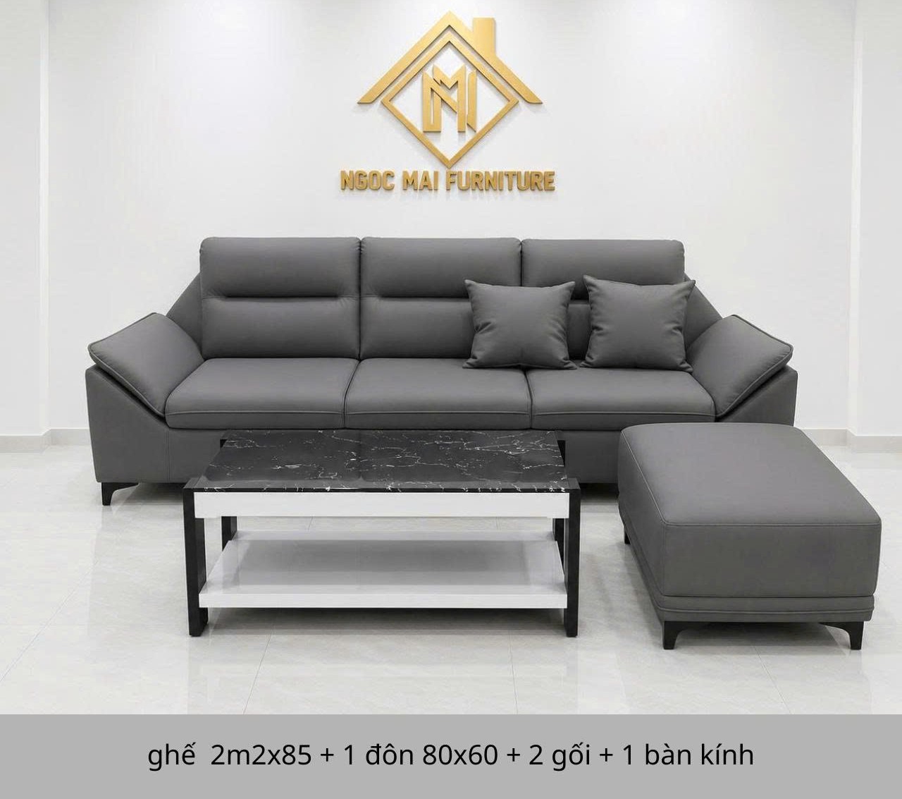 Bộ Sofa Da Pu Cao Cấp 2M2x85 Kèm 1 Đôn Và Bàn Trà – Sofa Phòng Khách Hiện Đại - Mã: MHO16 - Ảnh 4
