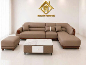 Bộ sofa góc L 3m3x1m7 Cổ Điển Cao cấp Tay Uốn Cong Thiết kế Sang Trọng Tạo Điểm Nhấn Sắc Sảo--Thư giãn kèm bàn trà và ghế phụ sang trọng - Mã MH012