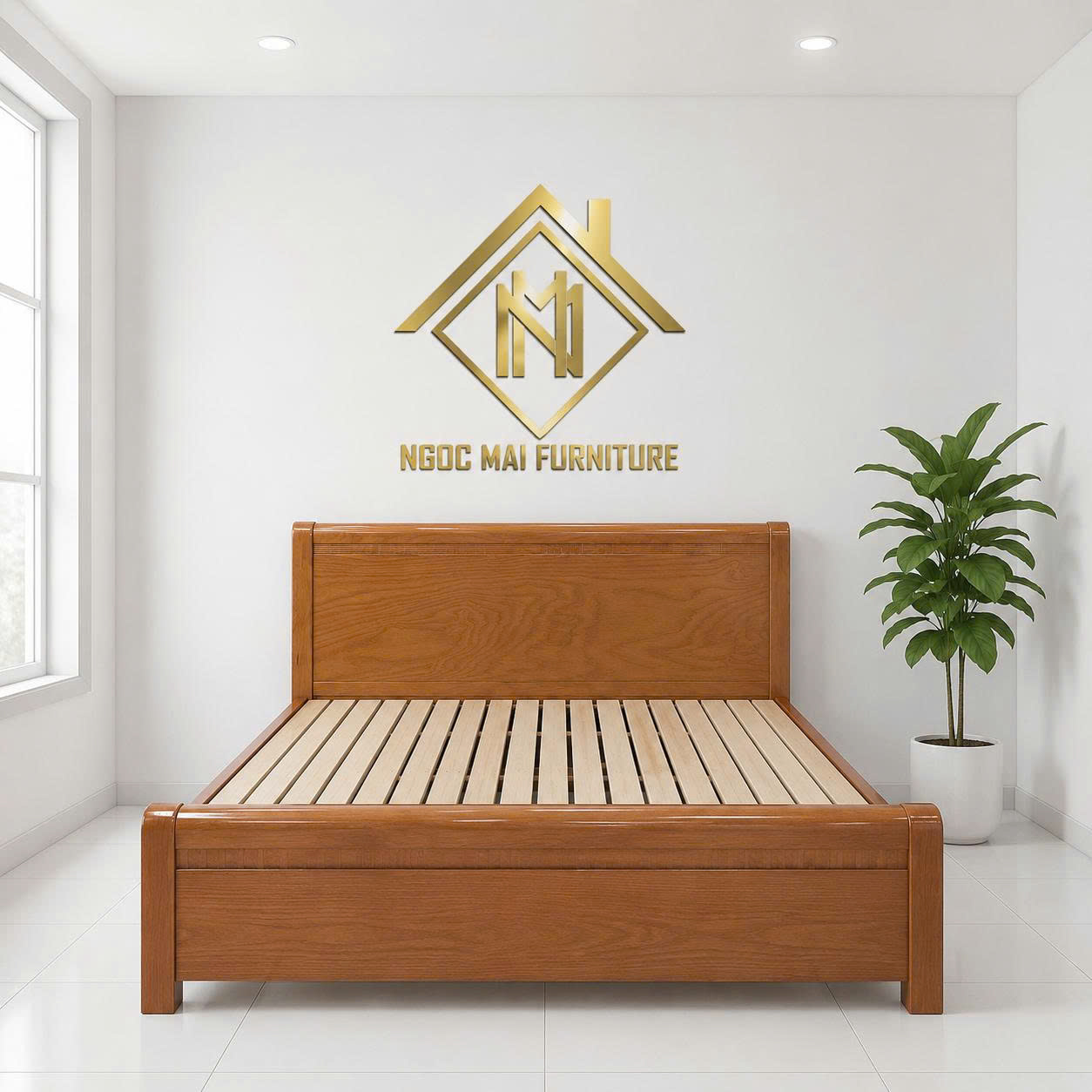 Giường Ngủ Gỗ Tự Nhiên - Thiết Kế Sang Trọng và Bền Bỉ - Sản Phẩm Đặc Biệt từ Thương Hiệu Ngọc Mai- mã MH016 - Ảnh 3