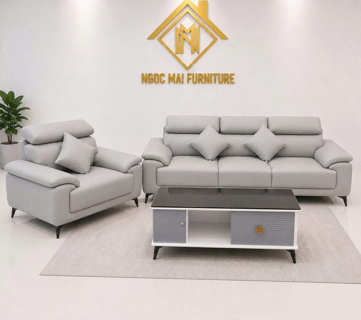 BỘ SOFA CAO CẤP CHÂN CAO & GHẾ PHỤ CỰC XINH-mã MH047