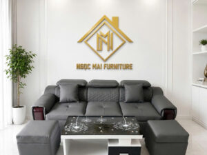 Sofa Da PU Cao Cấp 2m2 Kèm Bàn & 2 Đôn - MH220 Cho Phòng Khách Nhỏ