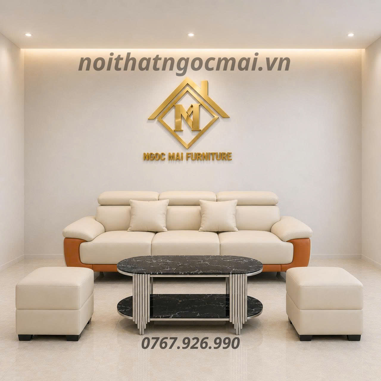 Bộ Sofa Da Cao Cấp 2m2 đầu bật chân cao – mã MH025 Cho Phòng Khách Nhỏ Gọn - Ảnh 6