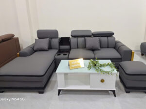 Bộ sofa góc L 2m4x1m6 Tay Phối Viền Gỗ-Thư giãn kèm bàn trà và ghế phụ sang trọng – Mã MH190