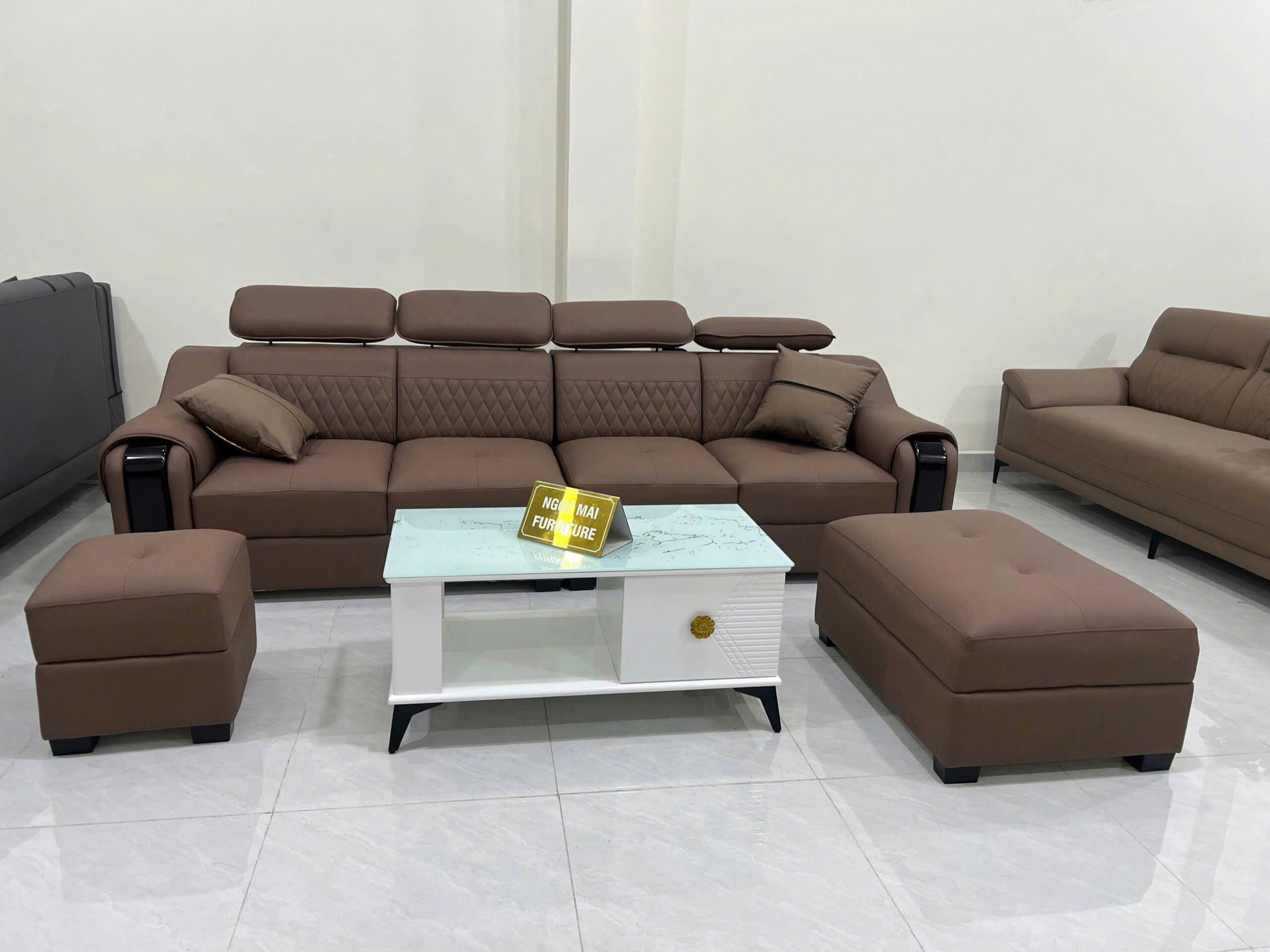 Bộ Sofa Da Cao Cấp 2m8x85 Kèm 2 Đôn Và Bàn Trà – Sofa Phòng Khách Hiện Đại - Mã MH015 - Ảnh 11