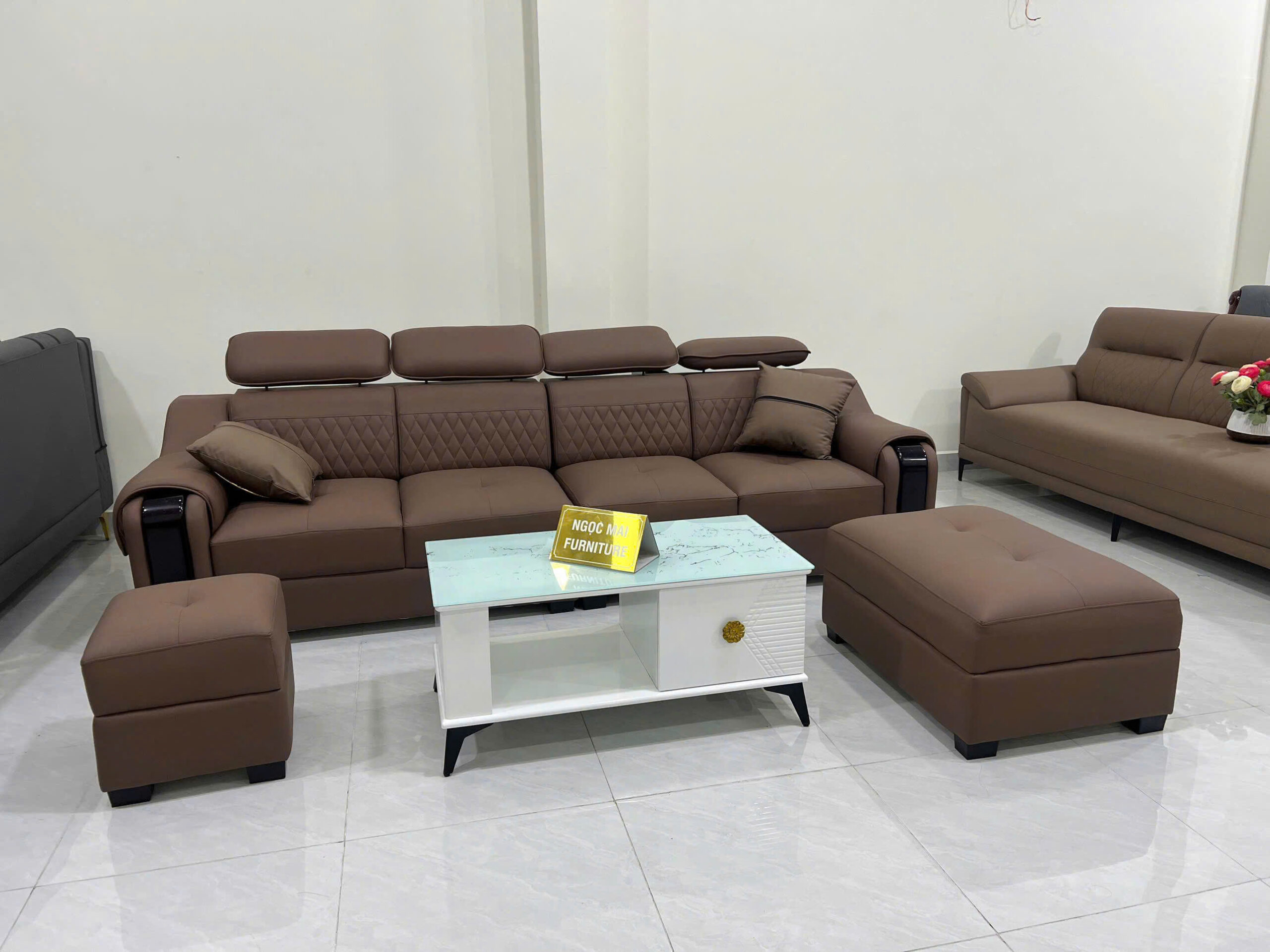 Bộ Sofa Da Cao Cấp 2m8x85 Kèm 2 Đôn Và Bàn Trà – Sofa Phòng Khách Hiện Đại - Mã MH015 - Ảnh 13