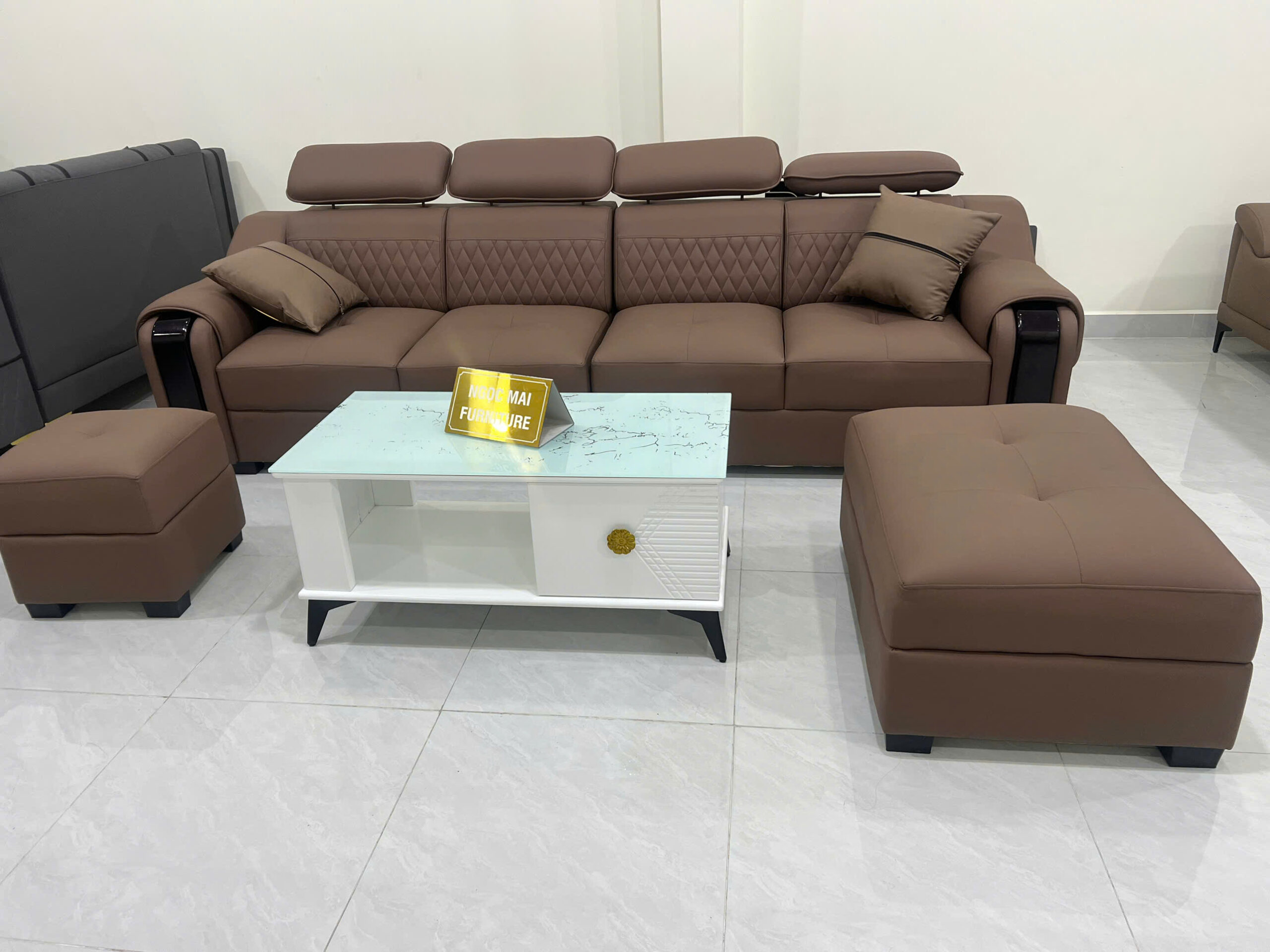 Bộ Sofa Da Cao Cấp 2m8x85 Kèm 2 Đôn Và Bàn Trà – Sofa Phòng Khách Hiện Đại - Mã MH015 - Ảnh 15