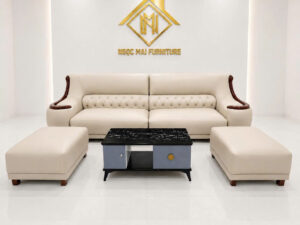 Bộ sofa góc L 3m3 Cổ điển Cao cấp Tay Phối Viền Gỗ- sang trọng -Mã MH039