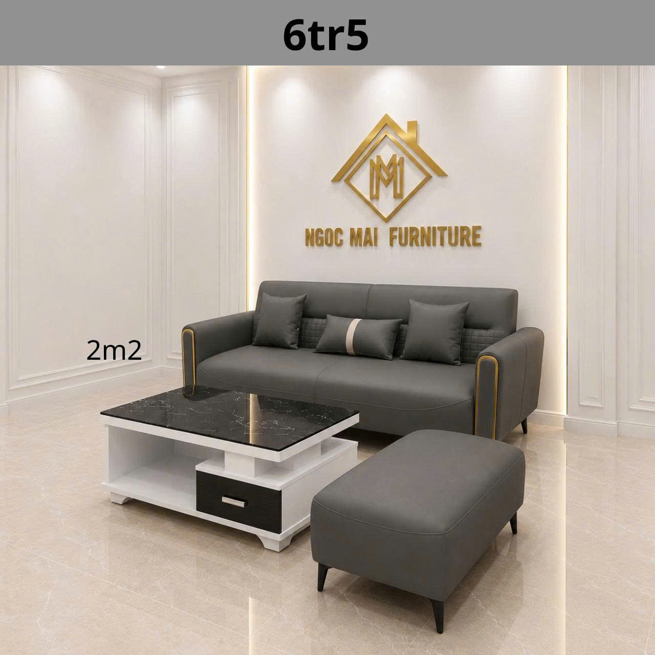 Ngọc Mai Furniture – Sofa Da 2m2 + Đôn 80x60cm | Ghế Sofa Phòng Khách Cao Cấp, Thiết Kế Hiện Đại MH041- - Ảnh 5