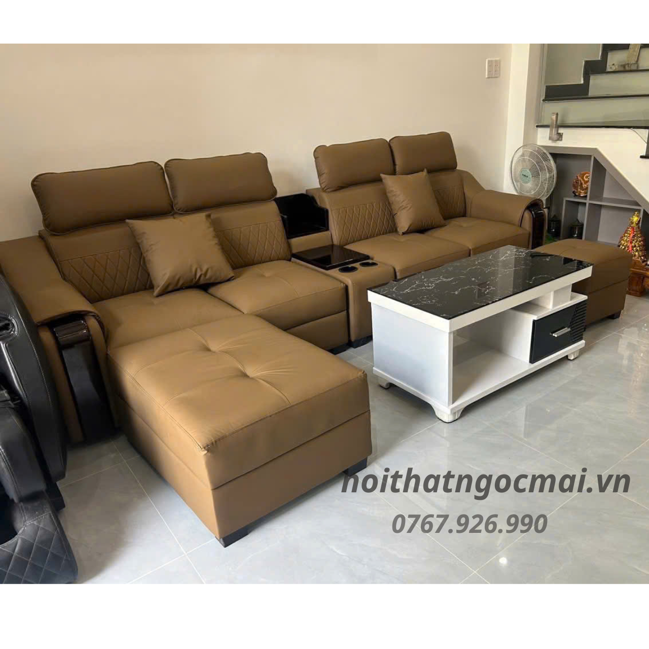 Bộ Sofa Da 3M Kèm 2 Đôn Và Bàn – Sofa Phòng Khách Hiện Đại Mã HM370 - Ảnh 4