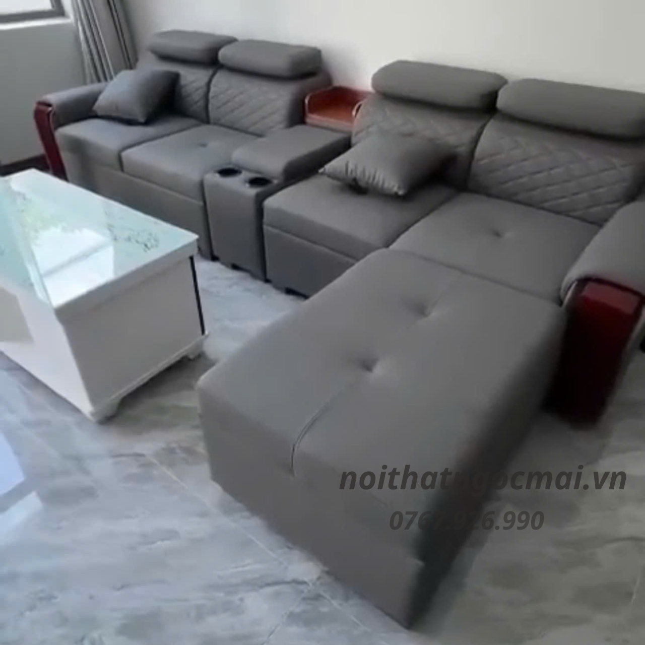 Bộ Sofa Da 3M Kèm 2 Đôn Và Bàn – Sofa Phòng Khách Hiện Đại Mã HM370 - Ảnh 5