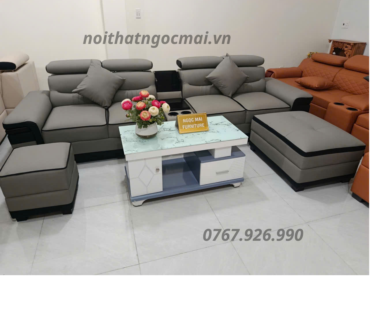 Bộ Sofa Da 3M Kèm 2 Đôn Và Bàn Mã H302 – Sofa Phòng Khách Hiện Đại