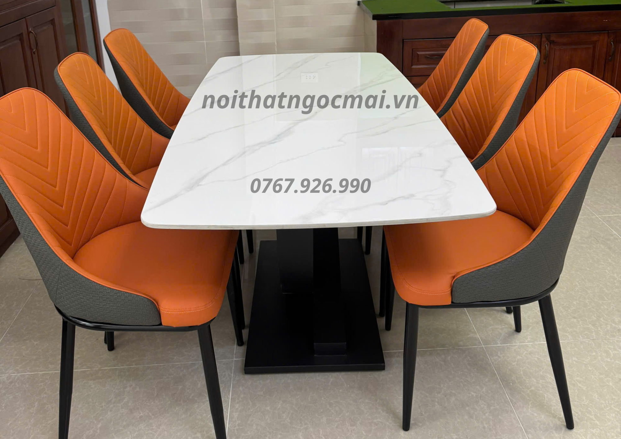 Bàn Ăn Mặt Đá Ceramic 6 ghế Da cao cấp - Mã B202 - Ảnh 20