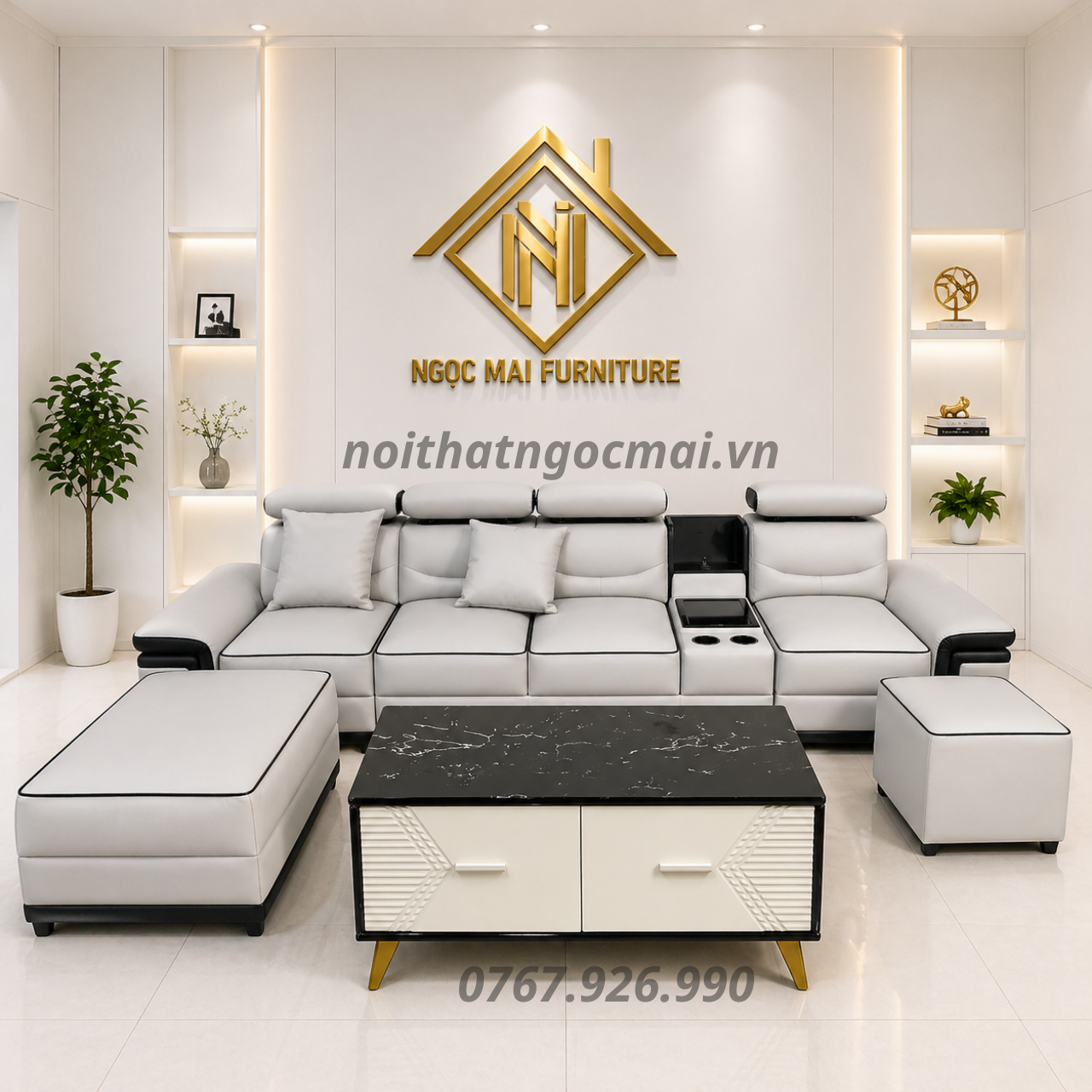 Bộ Sofa Da 3M Kèm 2 Đôn Và Bàn Mã H302 – Sofa Phòng Khách Hiện Đại - Ảnh 8