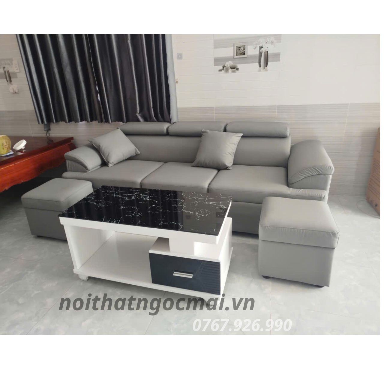 Combo Sofa Băng Da Cao Cấp 2m2 - HM225 Cho Phòng Khách Sang Trọng - Ảnh 7