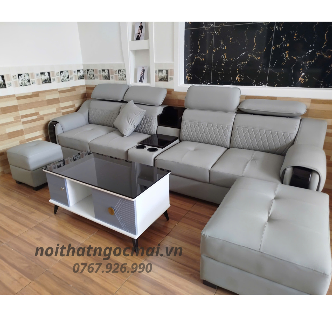 Bộ Sofa Da 3M Kèm 2 Đôn Và Bàn – Sofa Phòng Khách Hiện Đại Mã HM370 - Ảnh 8