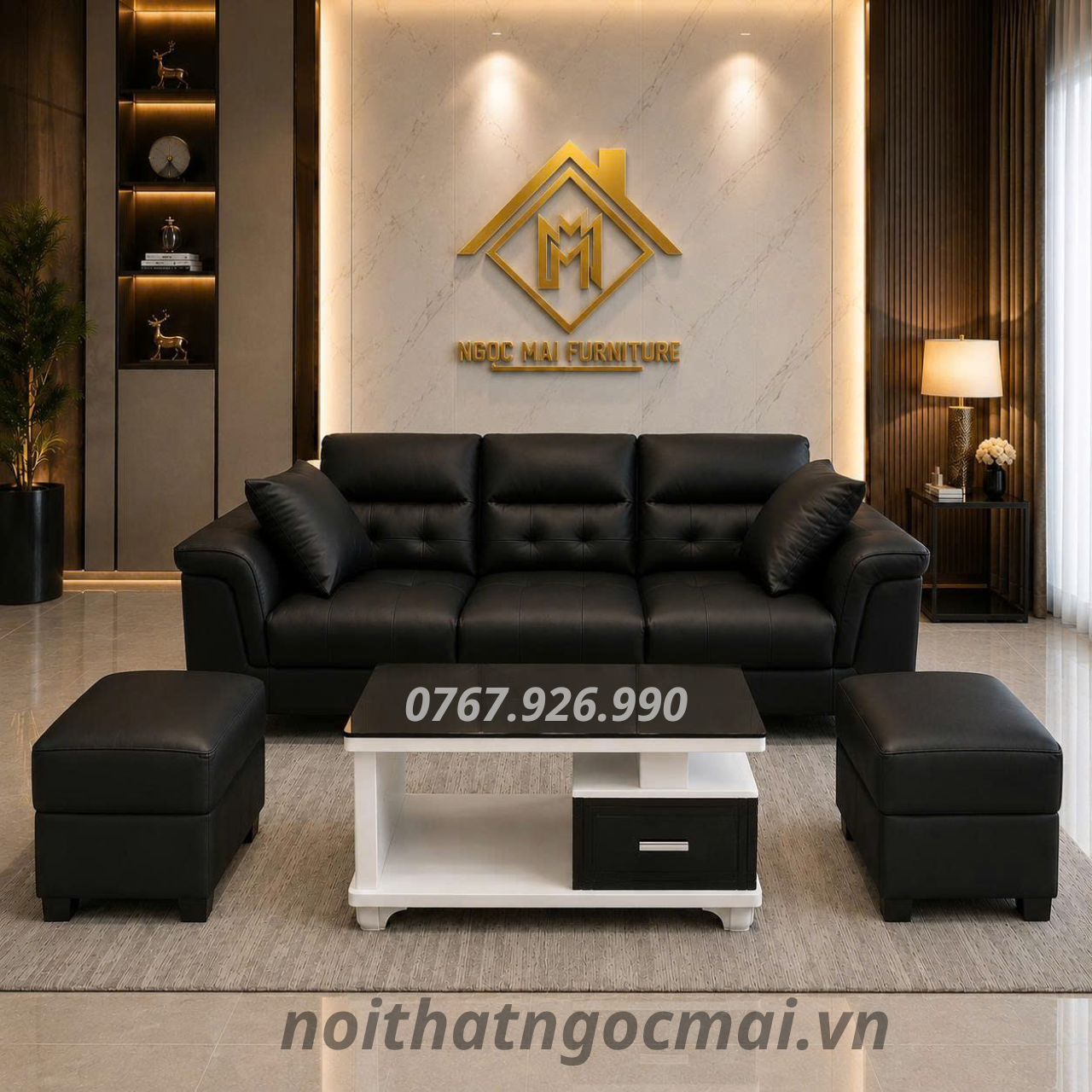 Bộ Sofa Da 2M2 MH98 Kèm 2 Đôn Và Bàn – Sofa Phòng Khách Hiện Đại - Ảnh 3