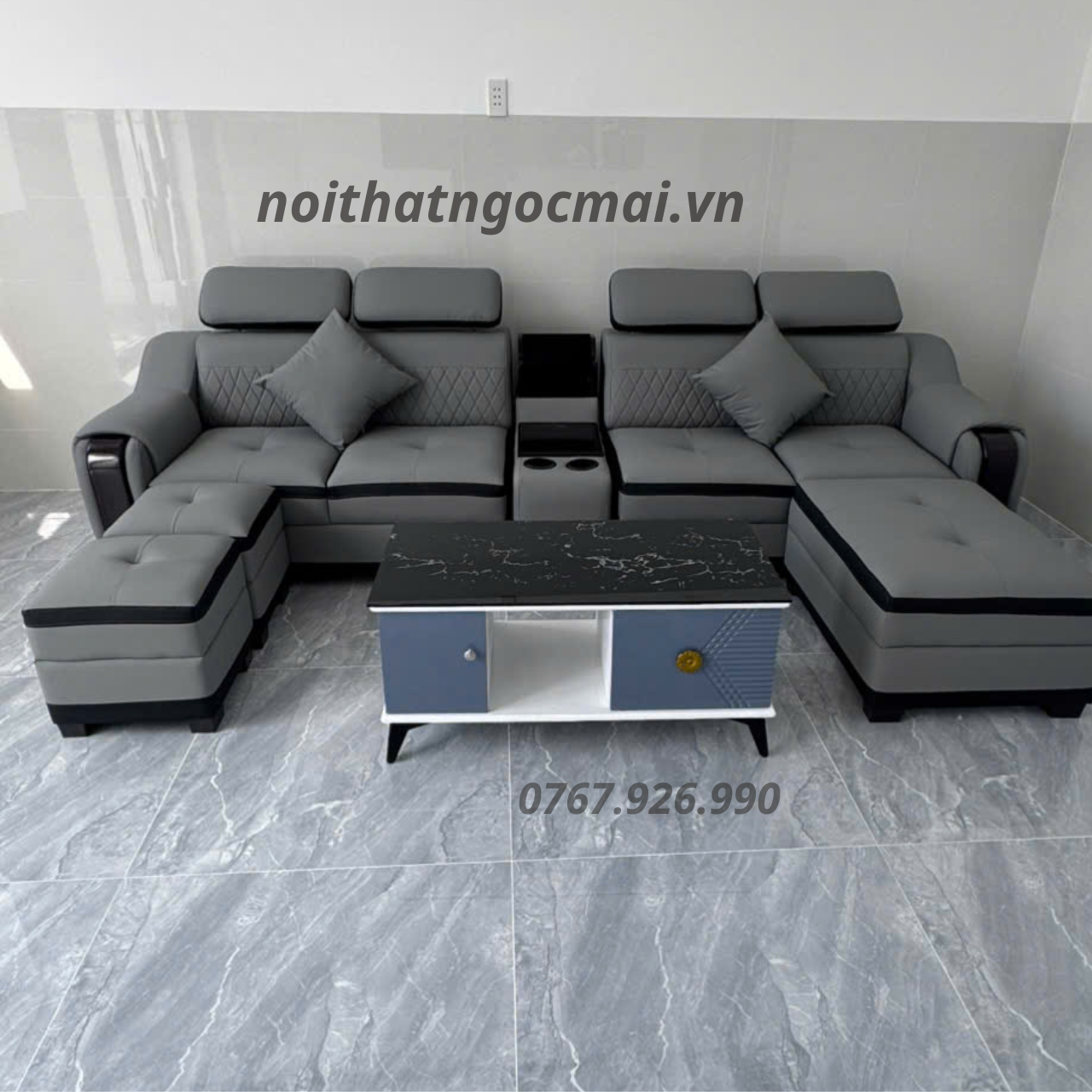 Bộ Sofa Da 3M Kèm 2 Đôn Và Bàn – Sofa Phòng Khách Hiện Đại Mã HM370 - Ảnh 9