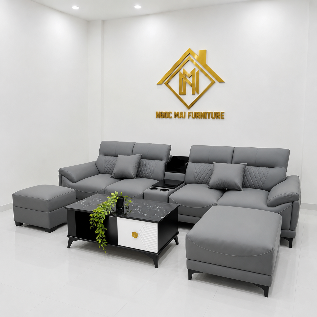 Bộ Sofa Da 3M Kèm 2 Đôn Và Bàn Trà – Sofa Phòng Khách Hiện Đại Mã TK305 - Ảnh 12