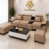 Combo Sofa Da 2M6 Kèm 2 Đôn Và Bàn – Sofa Phòng Khách Hiện Đại Mã HM991