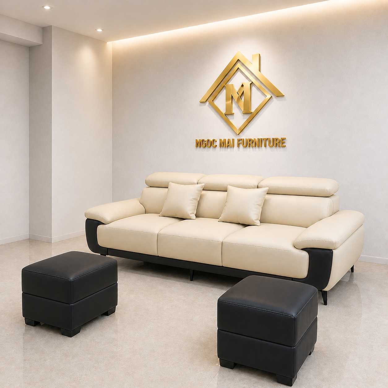 Bộ Sofa Da Cao Cấp 2m2 đầu bật chân cao – mã MH025 Cho Phòng Khách Nhỏ Gọn - Ảnh 2