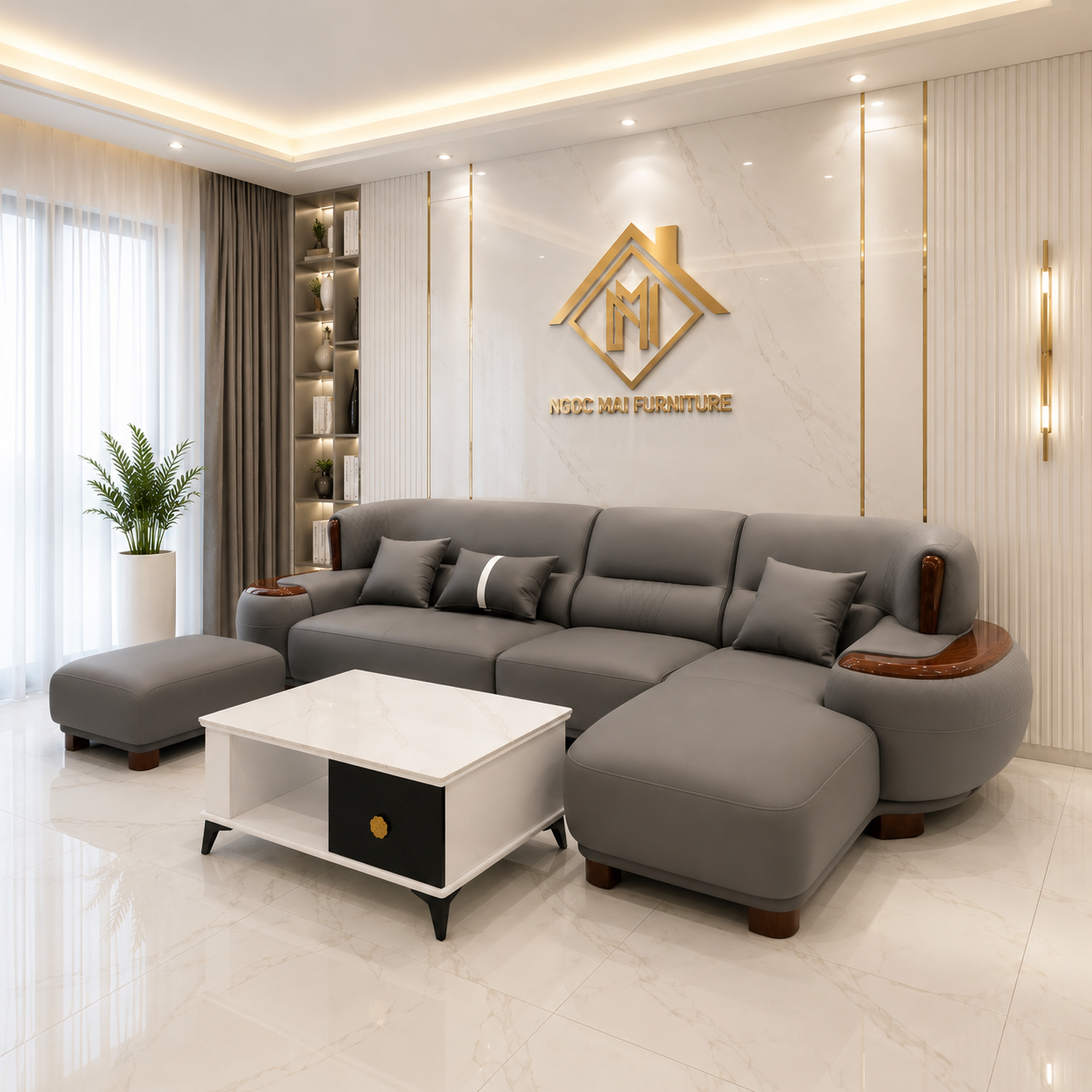 Bộ sofa góc L 3m3x1m7 Cổ điển Cao cấp Tay Phối Viền Gỗ Thiết kế Sang Trọng- Mã MH011 - Ảnh 2
