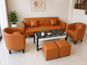 Bộ sofa bed phòng tiếp khách 6 món - sofa căn hộ da pu-mã MH042