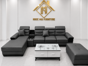 Bộ sofa góc L 3m2x1m6 Thư giãn kèm bàn trà và ghế phụ sang trọng – Mã HM320