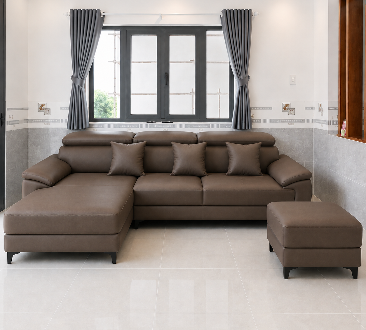 Bộ sofa cao cấp góc L 2m6 diện tích cân đối- mã MH048