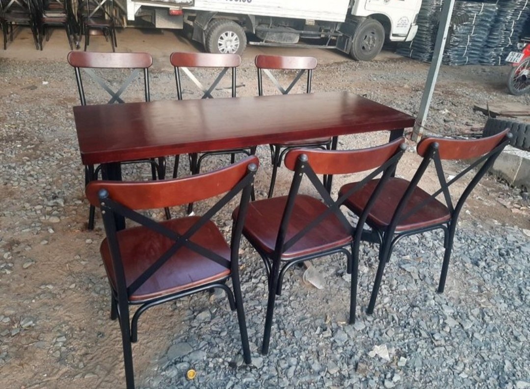 Bộ bàn ăn 4-6 ghế+ bàn gỗ cho quán ăn ,quán nhậu ,cafe... Mã MH035 - Ảnh 5