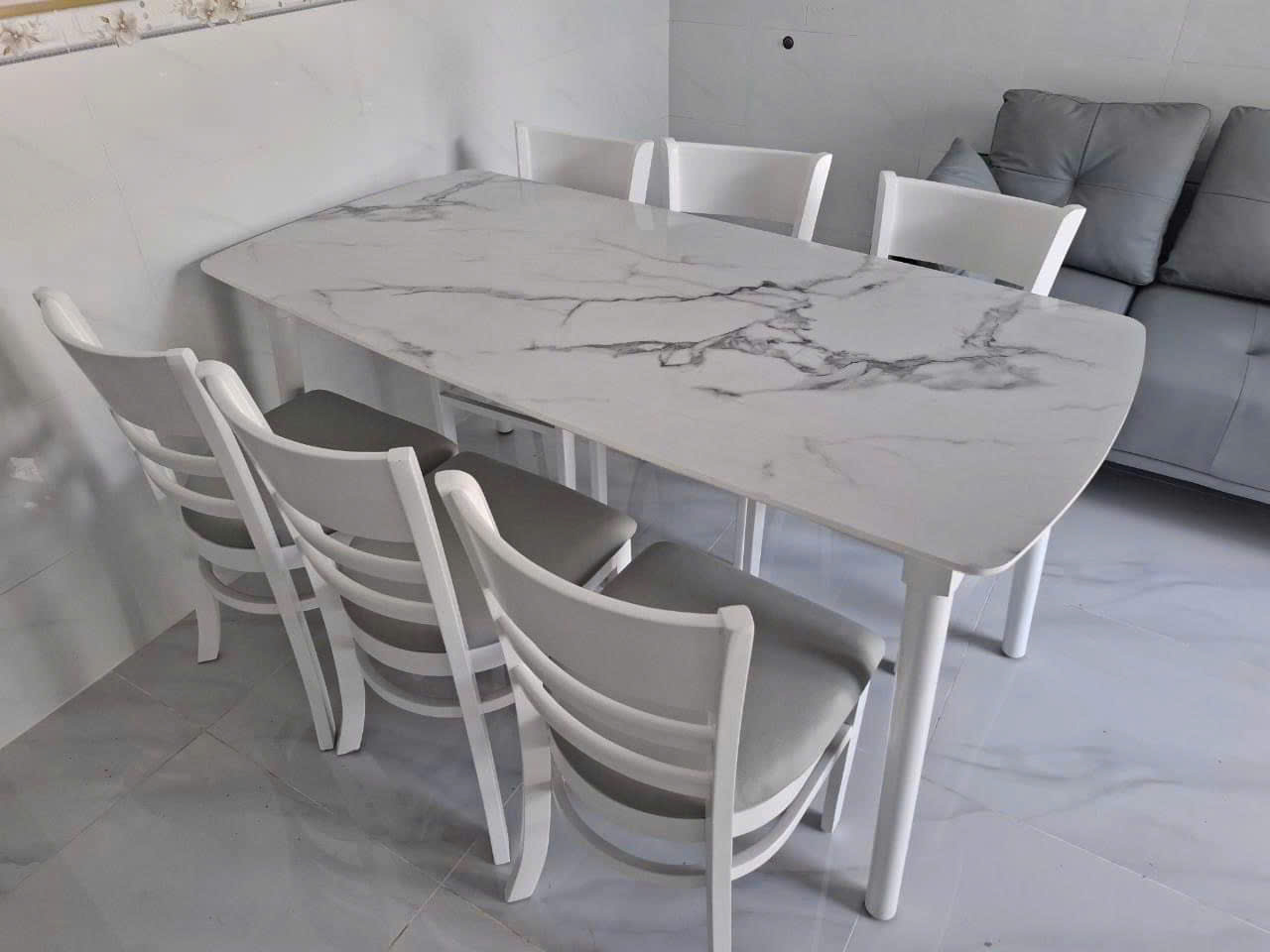 Bộ bàn ăn cơm 6 ghế full gỗ cau su trắng Thiết Kế Hiện Đại - mã MH032 - Ảnh 2