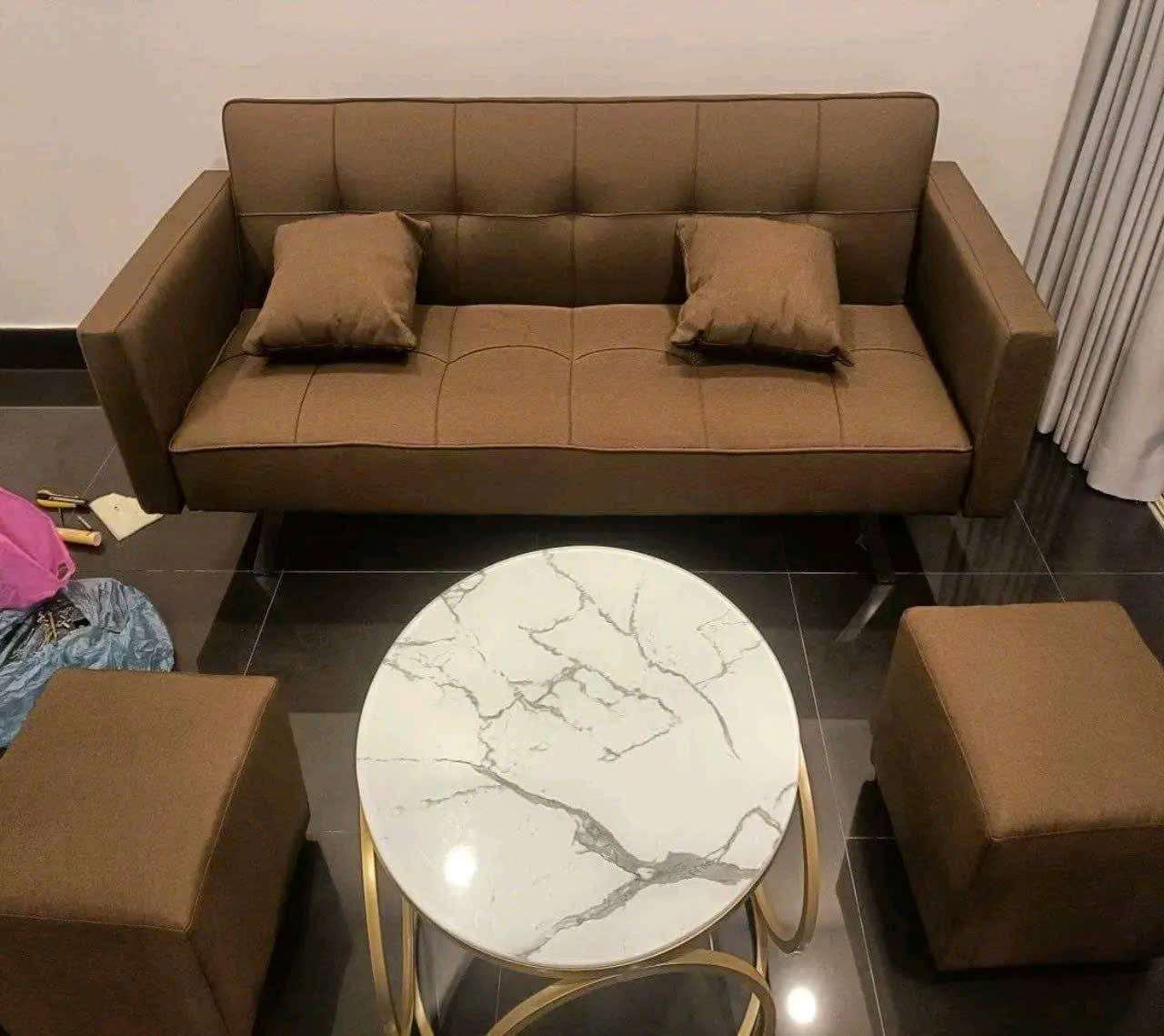 Bộ sofa bed phòng tiếp khách 6 món - sofa căn hộ da pu-mã MH042 - Ảnh 6