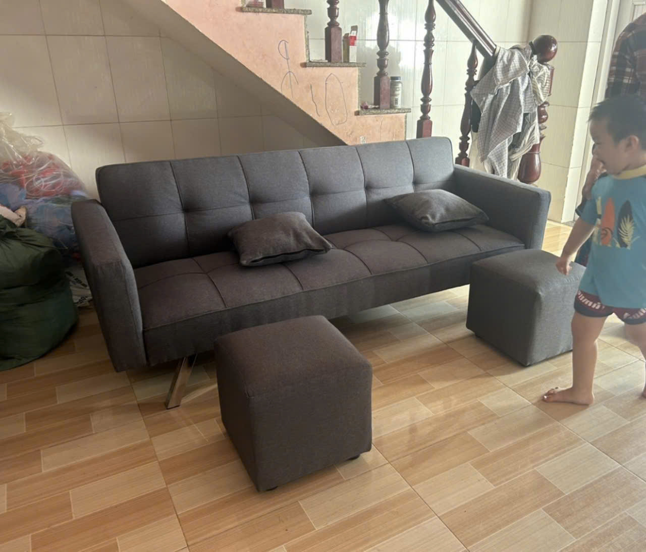 Bộ sofa bed phòng tiếp khách 6 món - sofa căn hộ da pu-mã MH042 - Ảnh 8