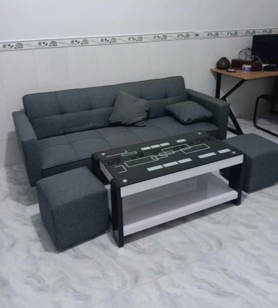 Bộ sofa bed phòng tiếp khách 6 món - sofa căn hộ da pu-mã MH042 - Ảnh 9