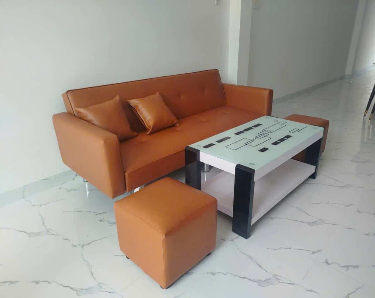 Bộ sofa bed phòng tiếp khách 6 món - sofa căn hộ da pu-mã MH042 - Ảnh 4