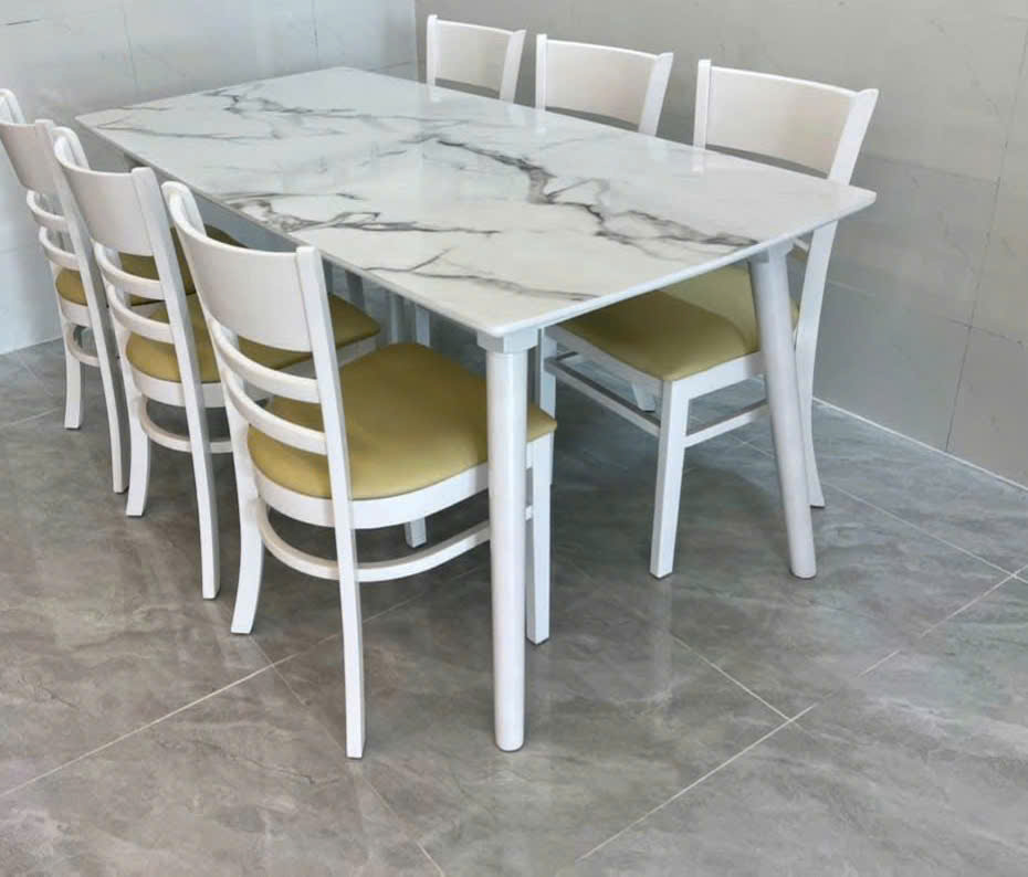 Bộ bàn ăn cơm 6 ghế full gỗ cau su trắng Thiết Kế Hiện Đại - mã MH032 - Ảnh 8